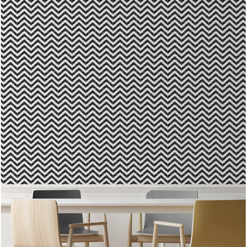 Panneau de papier peint adhésif Aphan, Noir / Blanc, l 24 po x L 120 po