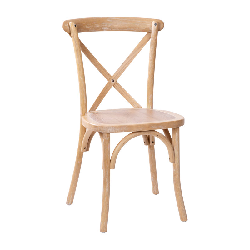 Arquit Stackable Cross-Back Wooden Bistro Chair, Driftwood, 1