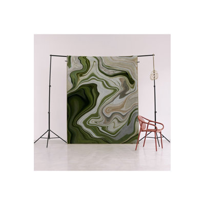 Green Themed Mixed Wave Spiral Patterned Creative Modern Decorative Rug