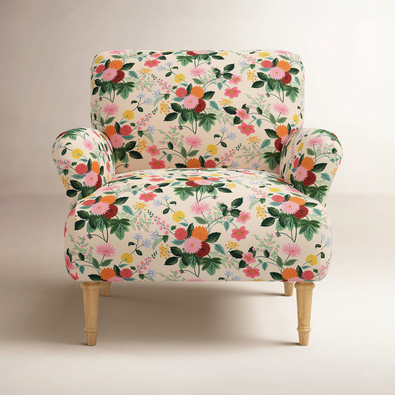 Rifle Paper Co. x Cloth & Company Bristol Armchair, Rpc Garden Party Garden Linen, Espresso