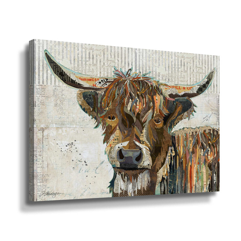 Highland Cow - peinture sur toile, L 10 po x H 8 po, Toile tendue