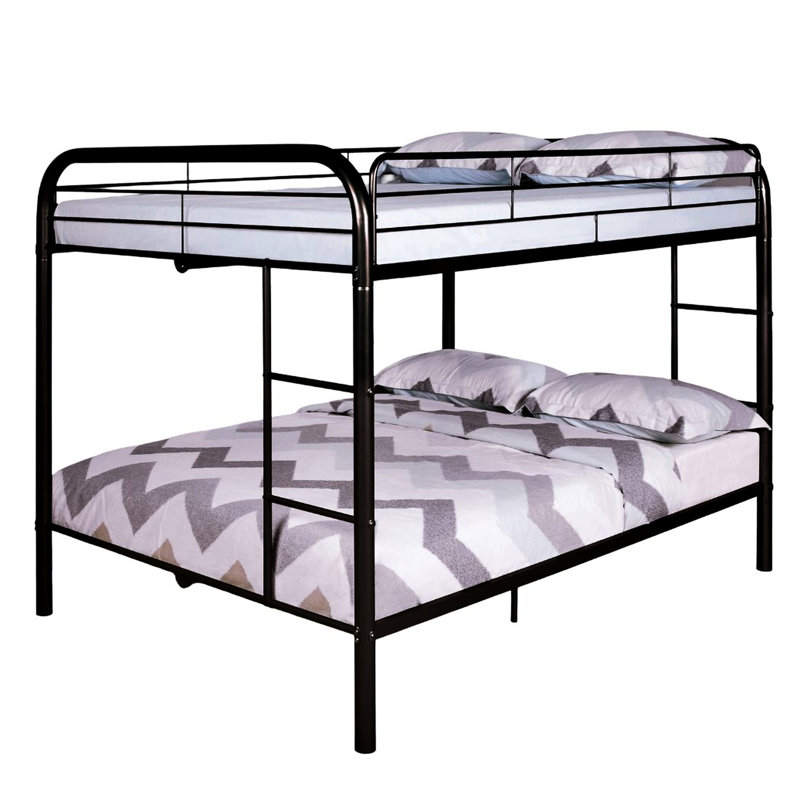 Lit superposé double contemporain en métal avec espace de couchage intégré pour chambre à coucher avec configuration noire