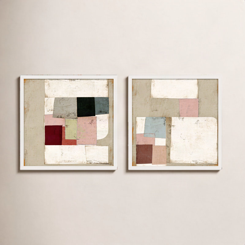 Patchwork 1 & 2, Set of 2 by Marco Marella for Studio M - Framed Wall Art, 24" H x 24" W, Paper, White