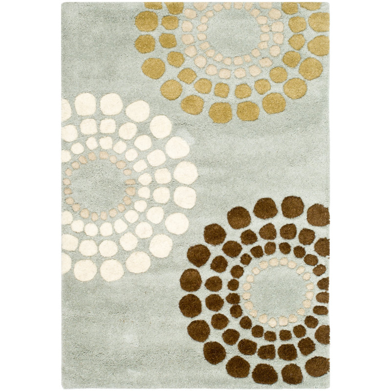 Mancini Hand Tufted Wool And Viscose Floral Rug, Rectangle 3'6" x 5'6"