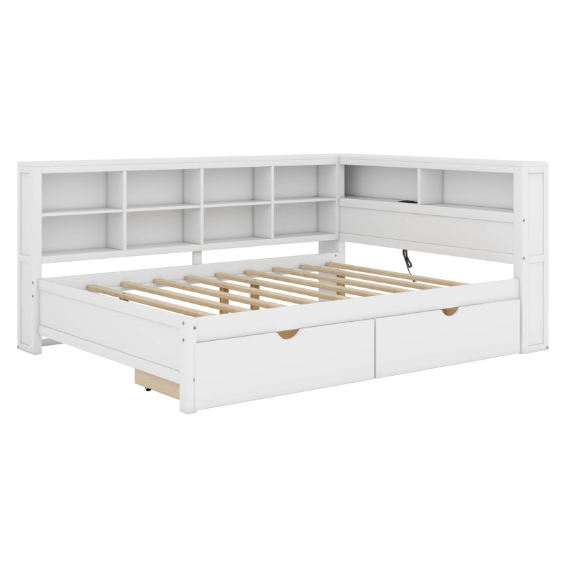 Clippard Wooden Daybed With 2 Drawers, White