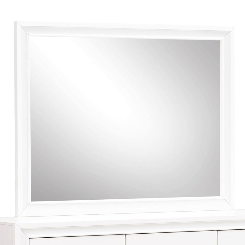 Miroir mural moderne pour salle de bain, Blanc, Rectangulaire, 37 po x 46 po