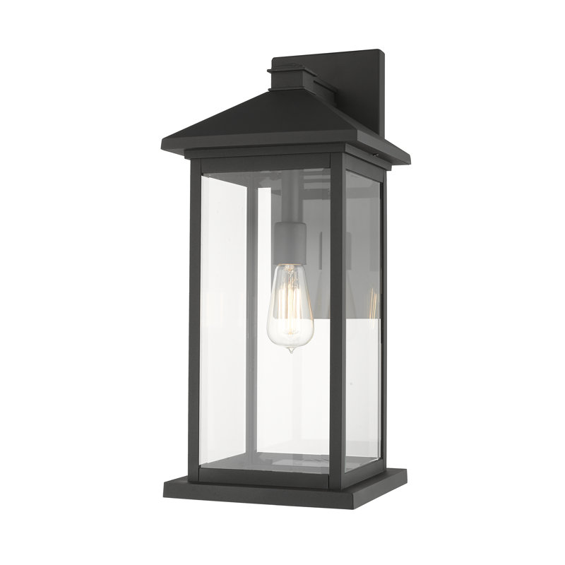Lovette Wall Light, 22" H x 9.5" W x 10.75" D, Black, Clear Beveled