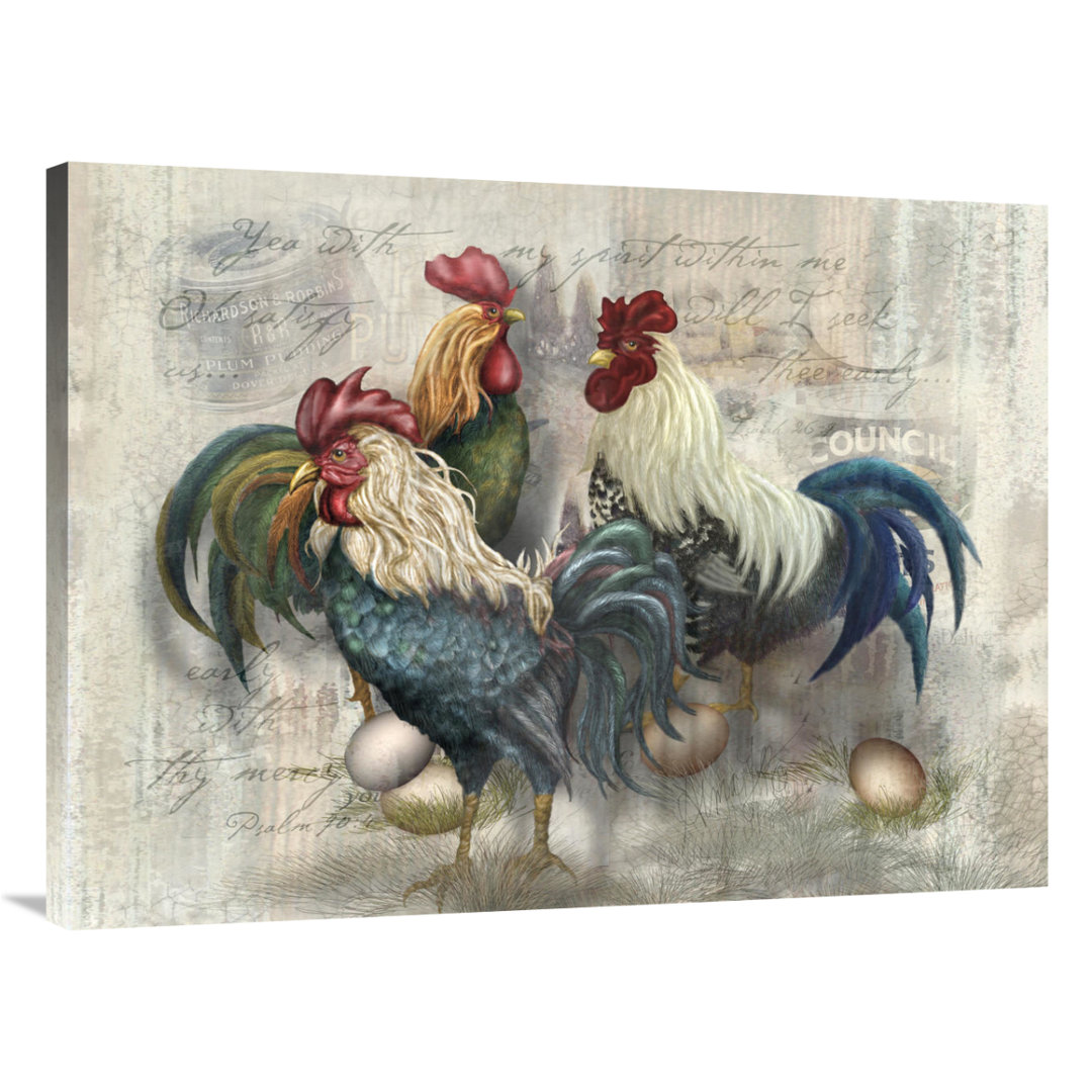 " Rooster Trio " by Alma Lee Global Gallery