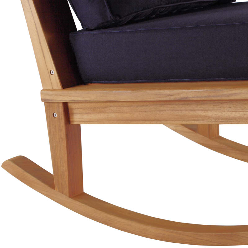 Chaise berçante d'extérieur en teck Marina, Bleu marine