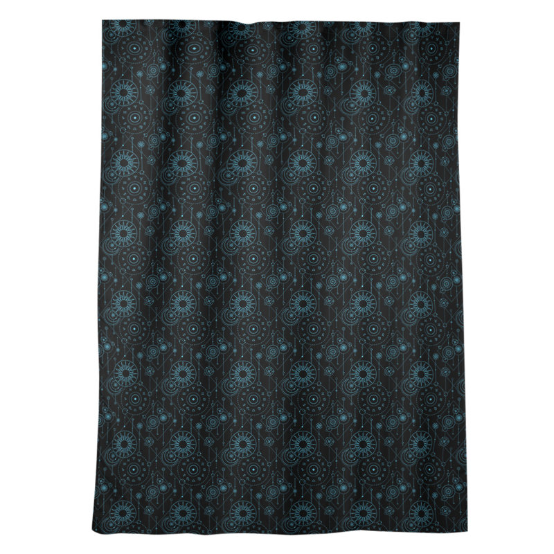 Panneau de rideau simple occultant et isolant avec passe-tringle astrologie window Avicia, Noir / bleu
