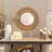 Bathsheba Bamboo Wood Handmade Woven Brown Wall Mirror with Beaded Accents