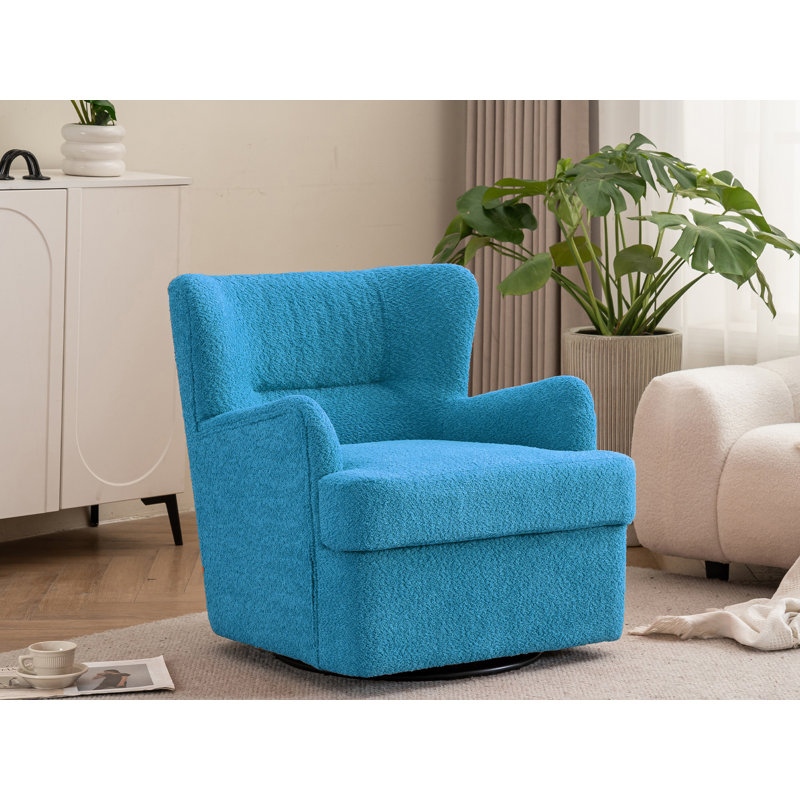Fauteuil rembourré pivotant avec repose-pieds, Ourson bleu