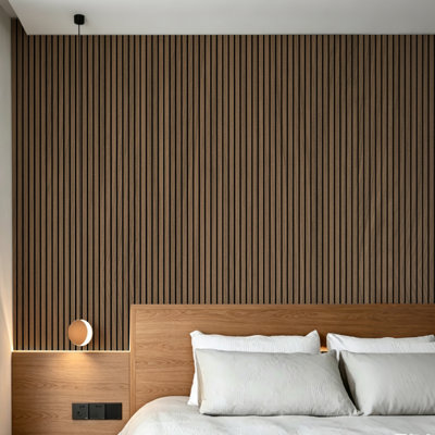 4Pcs 93" L x 12"  W Acoustic Wood Paneling,3D Fluted Soundproof Wall Paneling  for Wall and Ceiling,Slat Wood Wall Panels(31 sq.ft.)