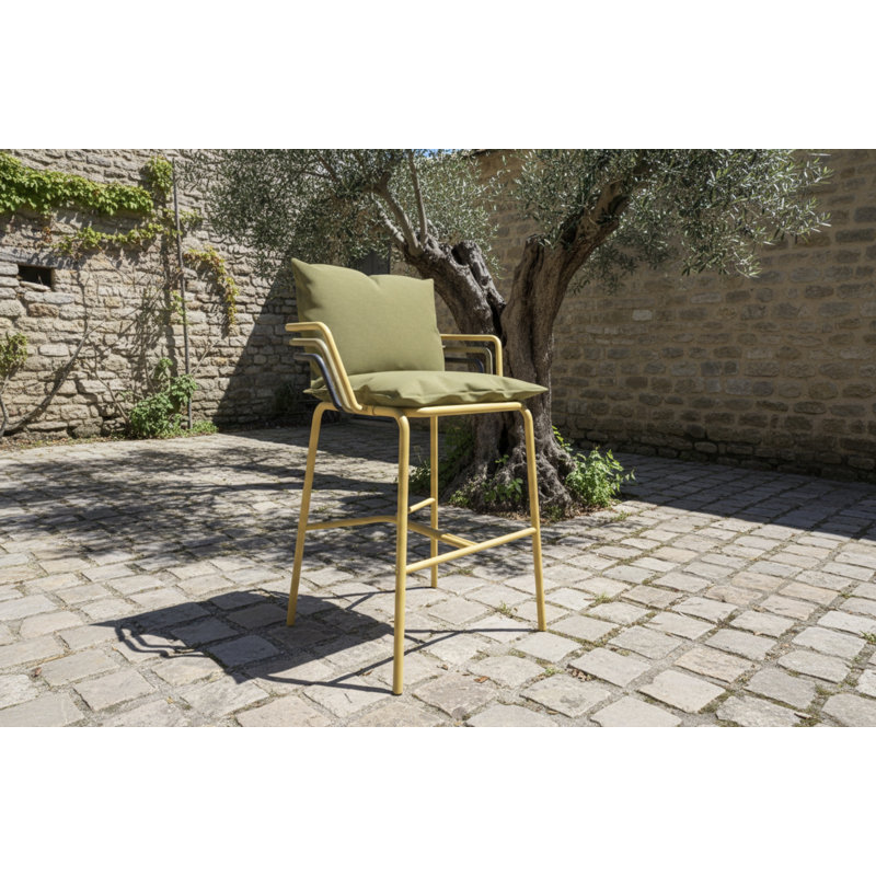 Tabouret de bar d'extérieur Tembel - tabouret de patio en aluminium avec coussins, siège de jardin moderne résistant aux intempéries