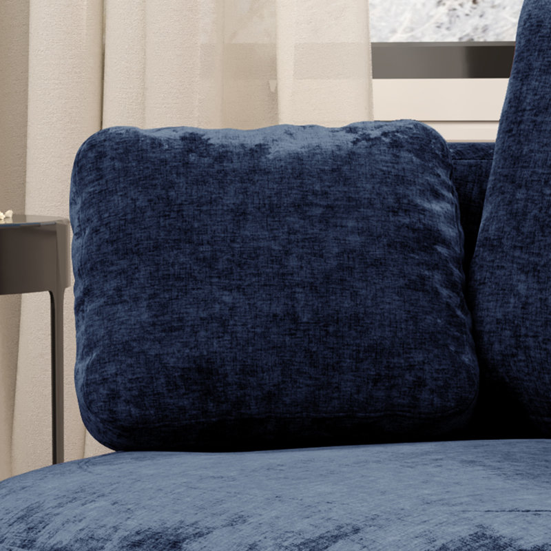 40.35"w Upholstered Cheniile Barrel Accent Swivel Chair, Navy