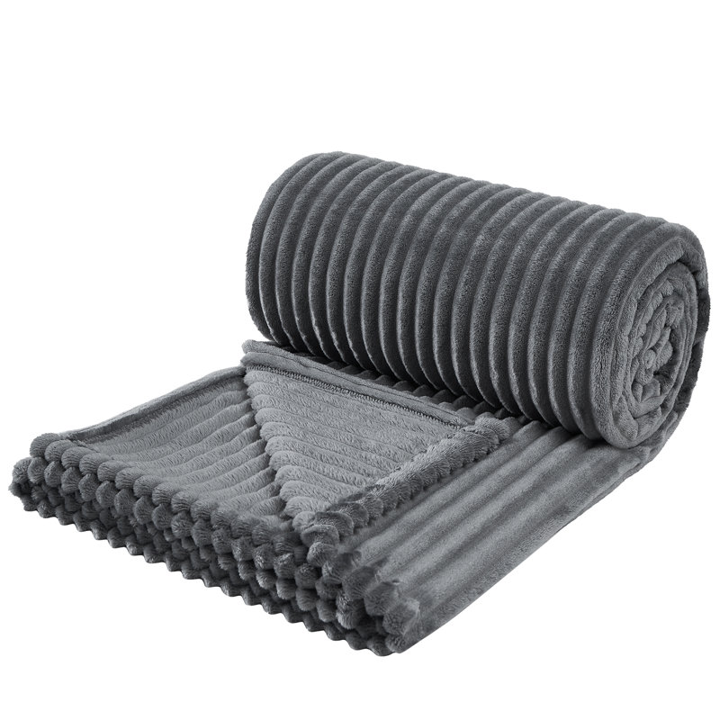 Fleece Fluffy Throw Blanket For Couch, Dark Gray