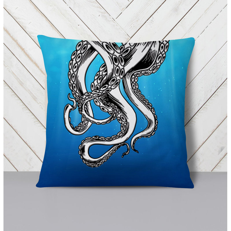 Throw Pillow With Insert, Blue/White/Gray 1, 16"H x 16"W