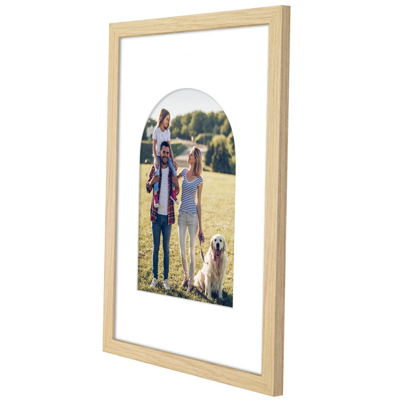 Cadre photo avec tapis en forme d'arche - Idéal pour toute pièce, salon, dortoir, Natural Oak, 12" x 18"