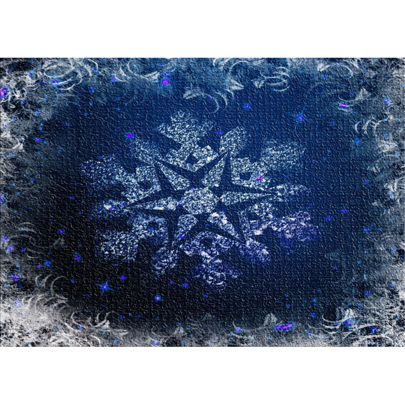 Tapis bleu flocon de neige, Rectangle 5 pi x 7 pi