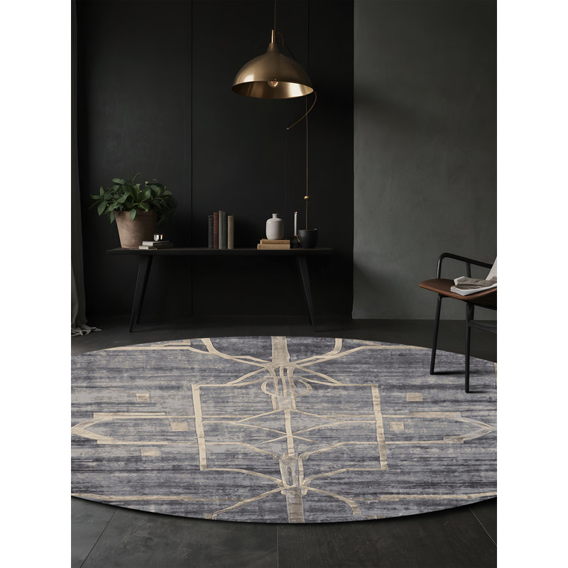Silky Soft Plush Grey Area Rug, Round 6'