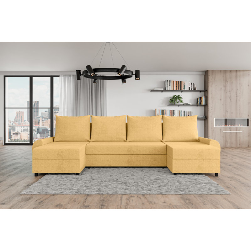 Benedicto 5 Seater Corner Sofa , Mustard yellow - Matana09