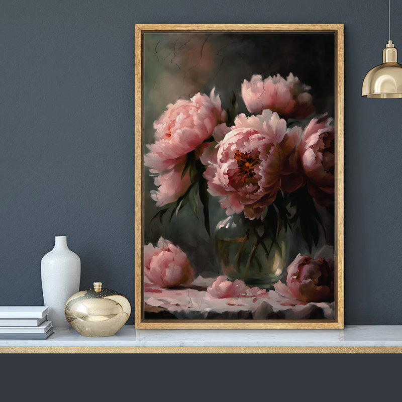 "Flower Blossom", aquarelle Moody, pivoines roses, impression sur toile encadrée, 2 pièces, H 36 po x l 24 po