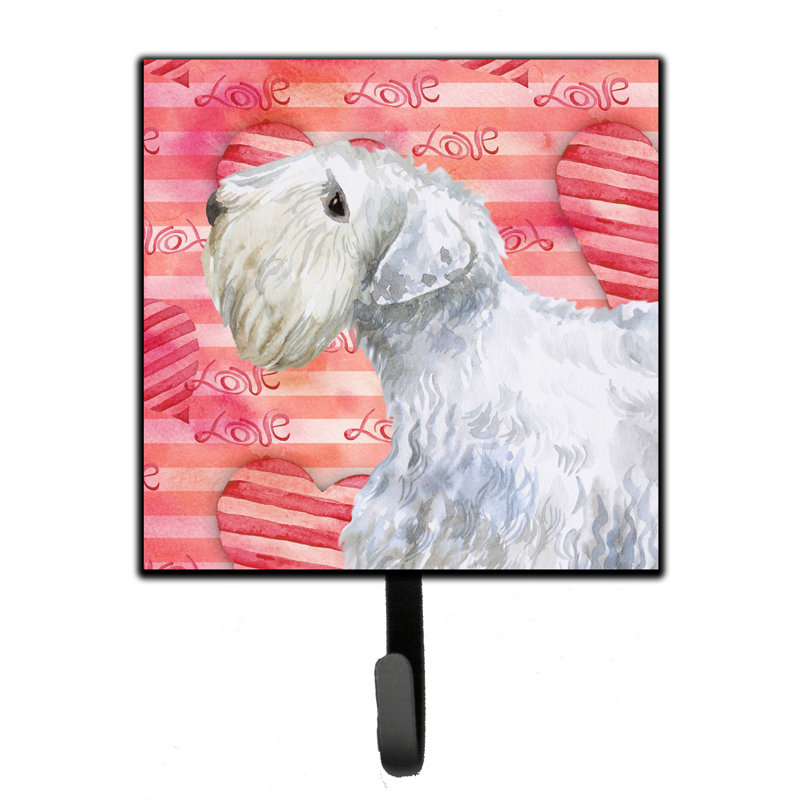 Saadet Metal Wall Organizer with Key Hooks, Pink/Brown, Sealyham Terrier