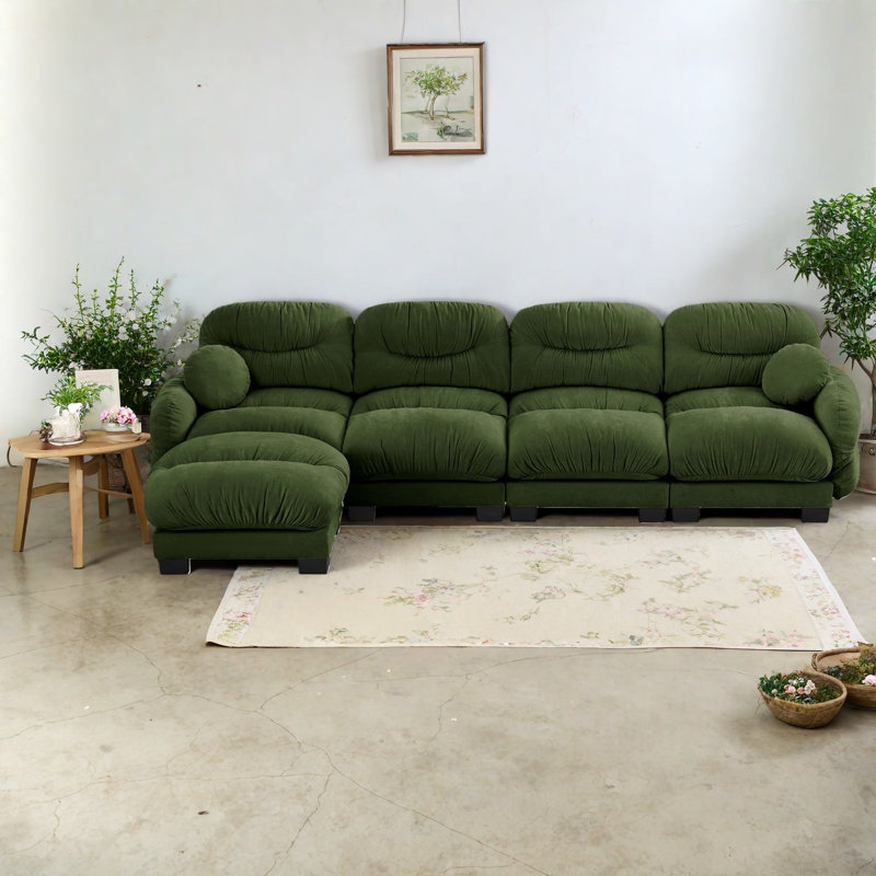 Compression Cozy Chenille Sectionals, Modern Pleated L Shape Home Sofa