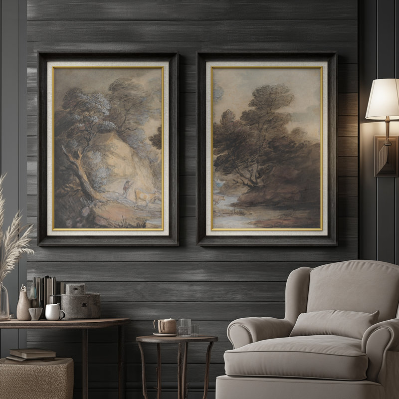 Ensemble de 2 œuvres d'art abstraites encadrées de qualité supérieure sur toile de qualité supérieure avec cadre de 26 po x 36 po
