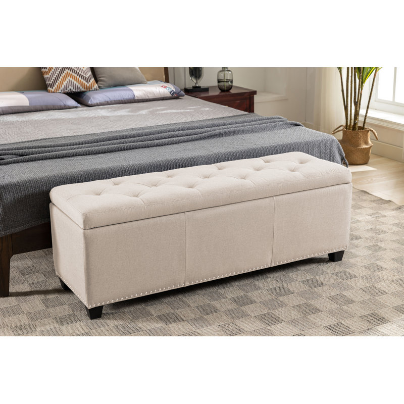 Allex Fabric Upholstered Storage Bench, Beige