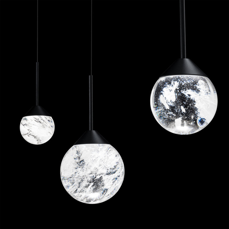 Quest 3 Light Crystal LED Multi-Light Pendant, Black