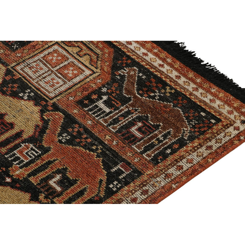Burano Hand Knotted Wool Animal Print Area Rug, Runner 3' x 8'