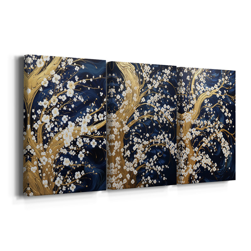 Lanscape Study Series XXXI - Ensemble de 3 toiles tendues avec châssis - Prêt à être accroché, H 60 po x l 40 po