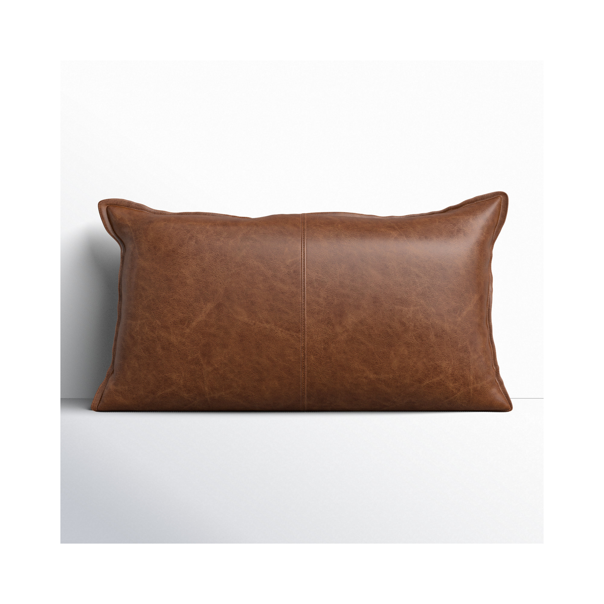 Cutler Leather Accent Pillow, Rectangular, Brown, 14" x 26"