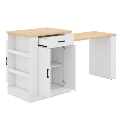 Versatile Extendable Island Console With Storage And Multi-Scene Leisure & Dining Space