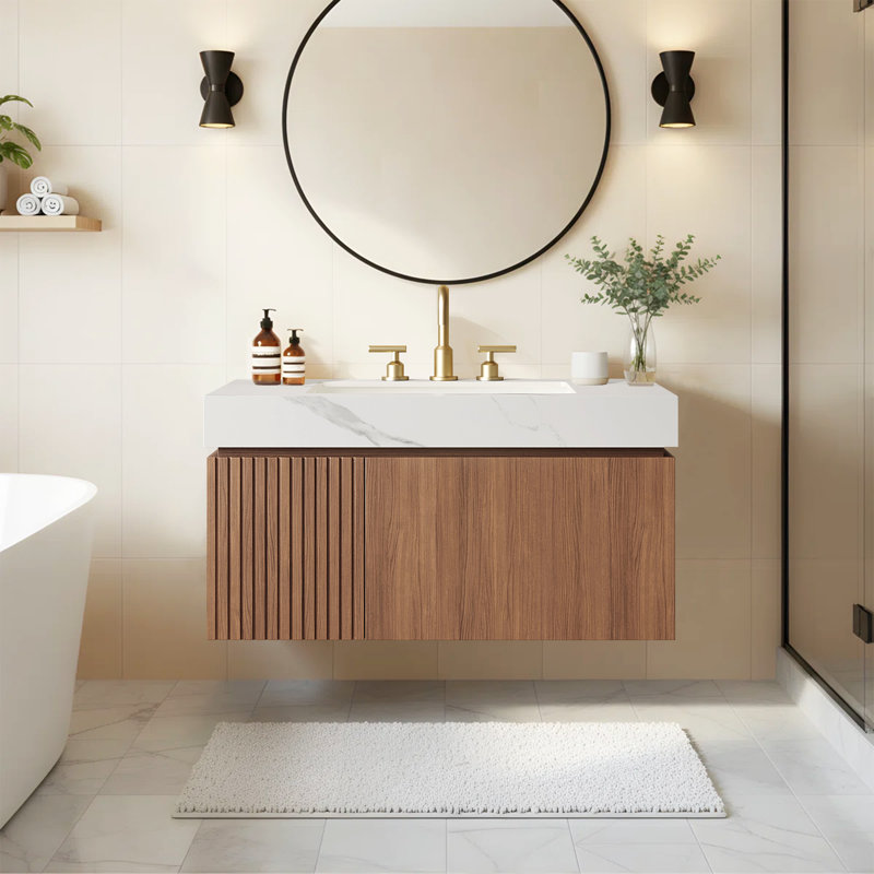 Meuble-lavabo de luxe en noyer de 36 po Luxury