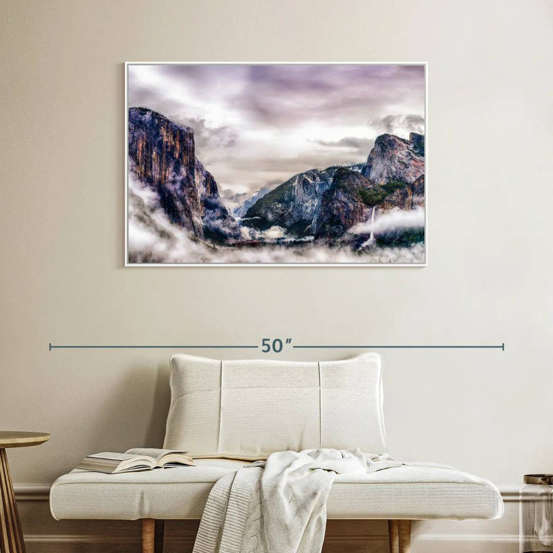 Canyons du parc national Yosemite, Cadre flottant blanc, 40 po x 27 po