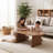 47" Oval Coffee Table, Modern Solid Wood Veneer Center Table-1908749053