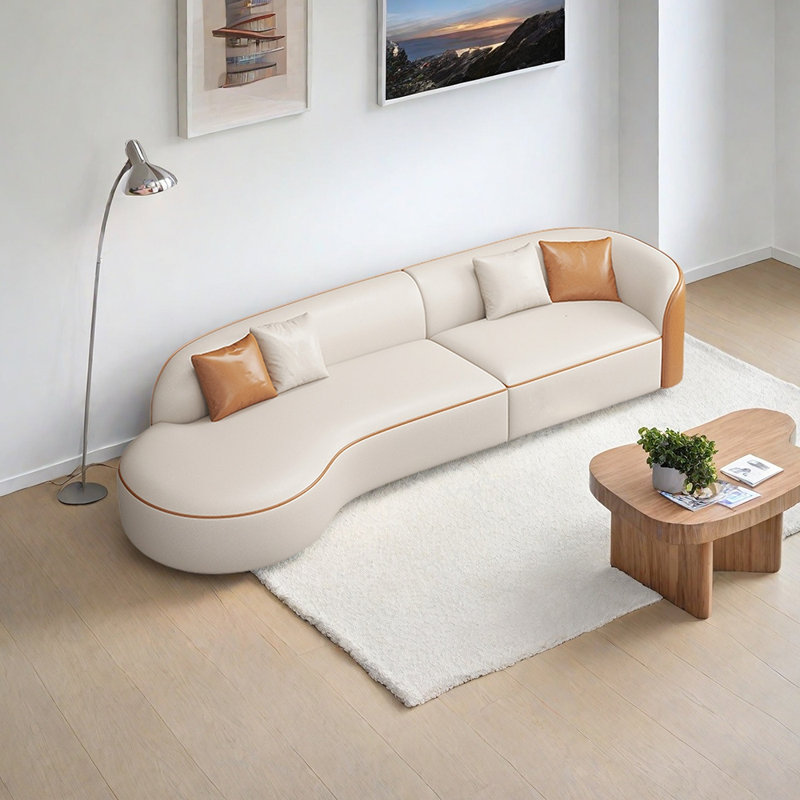 Fauteuil inclinable minimaliste avec confort moelleux, Orienté à droite, Orange/beige