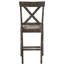 De 2 chaises à hauteur de comptoir, tissu en lin brun clair, dossier croisé, pieds en bois massif, gris patiné pour tabourets de bar, revêtement, structure, carré robuste