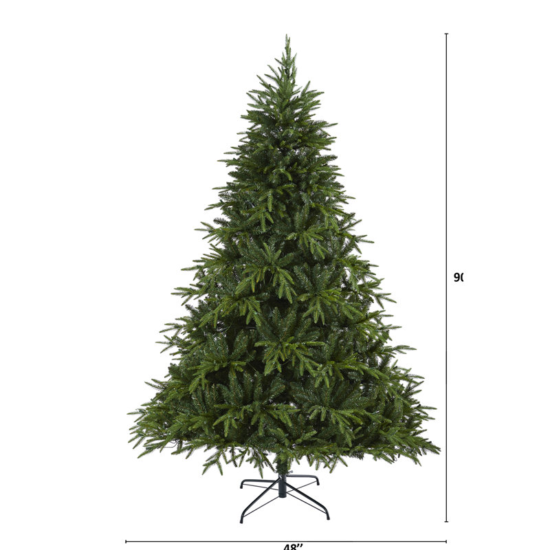 Green Lighted Artificial Fir Christmas Tree, 7.5' H