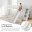 Lit superposé en pin massif avec rails de sécurité; Lit superposé blanc avec glissade et escalier de rangement-463393867