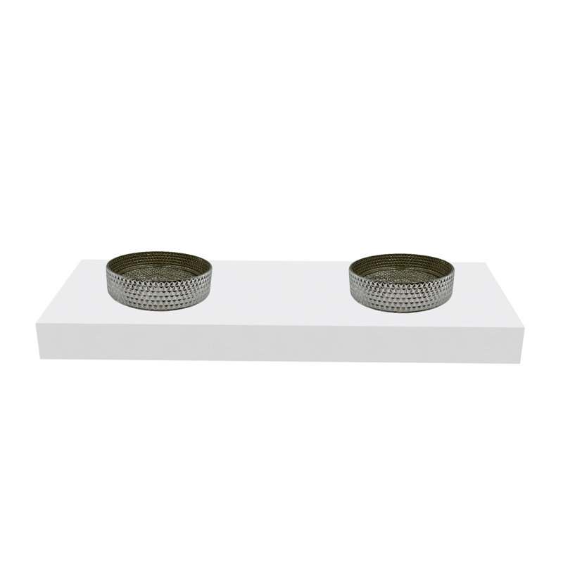Lavabos vasques rondes en cristal noir 14 "avec base blanche 60" Scotch, Argent