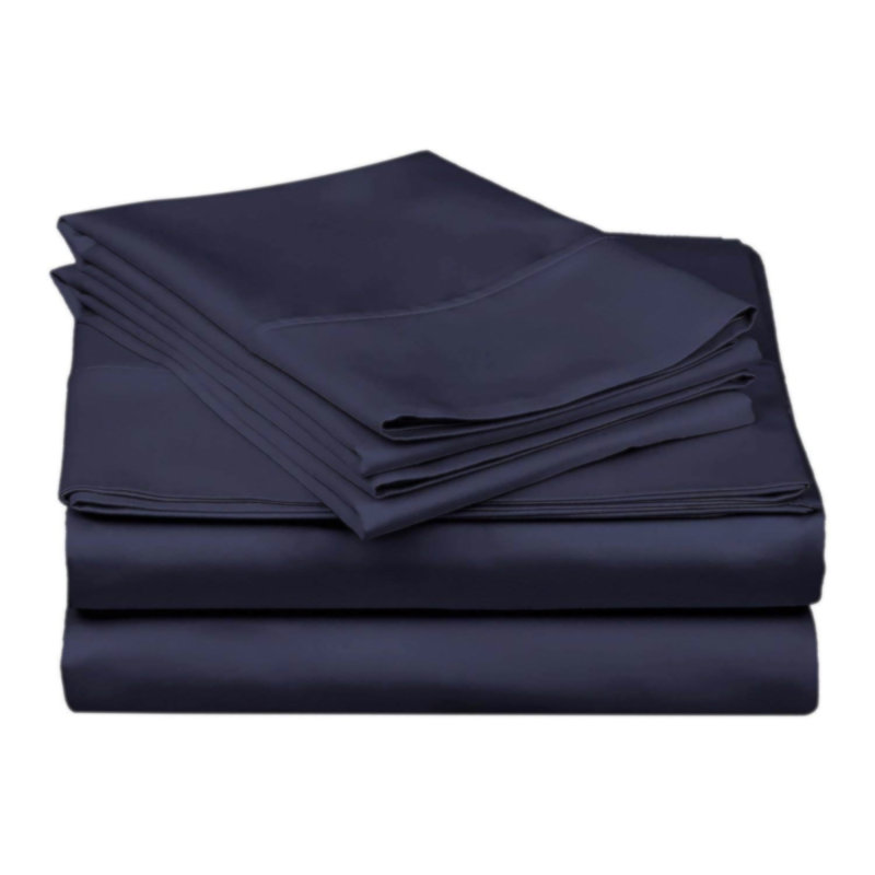 Luxurious, 500 TC Cotton Sheets with a Beautiful Sateen Finish - 6pcs Bed Sheets Set, Navy
