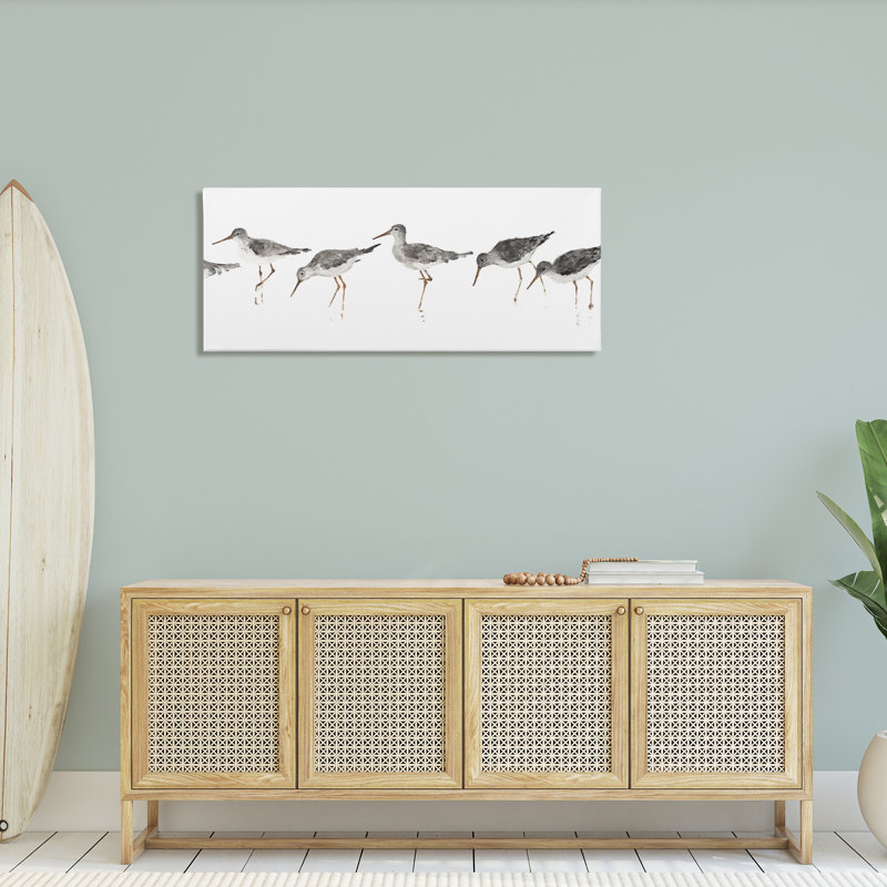 «Beach Bird Sandpipers Minimal Grey White» par Avery Tillmon - Peinture