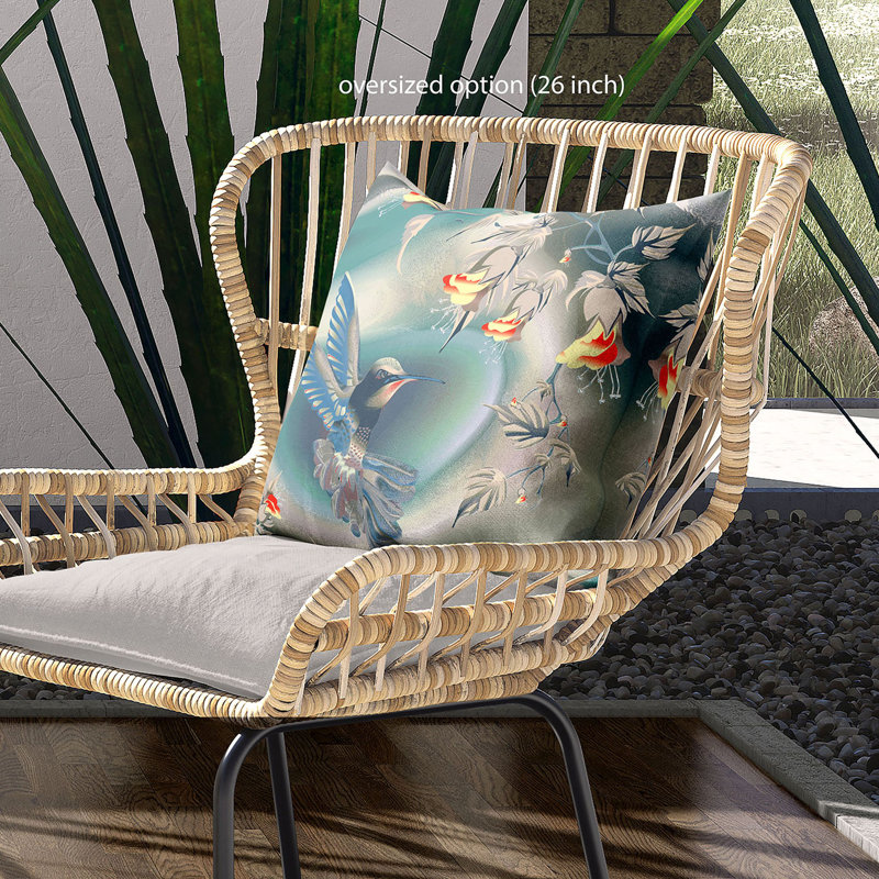 Housse de coussin en polyester pour l'intérieur et l'extérieur, 20 po x 20 po, Turquoise / Bleu
