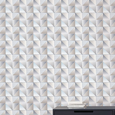 Geometrix 25.4m x 52.8cm Satin Wallpaper Roll