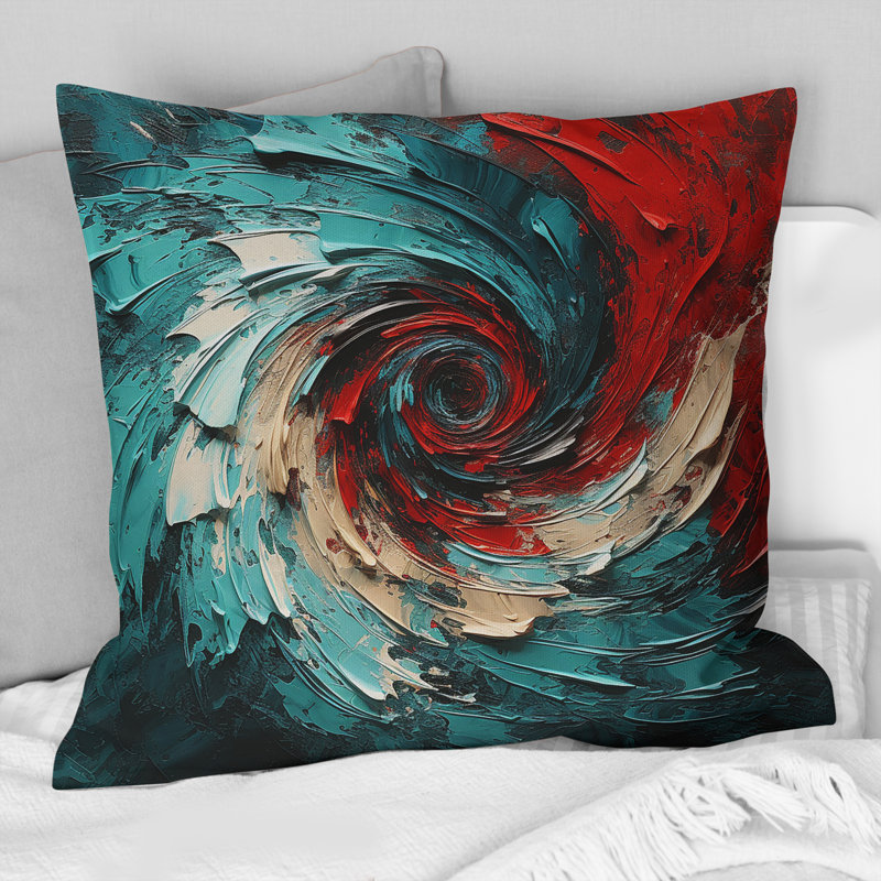 Coussin décoratif rouge et bleu Majestic Motion Spiral II - Abstract Spirals