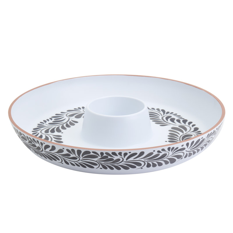 INFUSE 16" Melamine Chip and Dip Platter, Lebrillo, Black/White