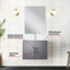 Meuble-lavabo pour salle de bain gris foncé 24 po L 22 po x P, comptoir, robinet et miroir en quartz blanc